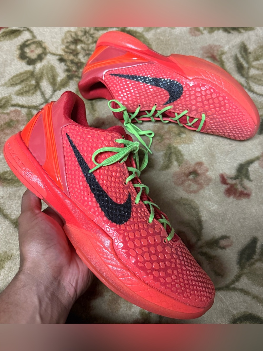 Size 15 Nike KOBE 6 VI PROTRO "Reverse Grinch" (FV4921-600) Crimson/Green/Black